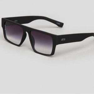otra izzy matte black thin square retro frame statement sunglasses eyewear new